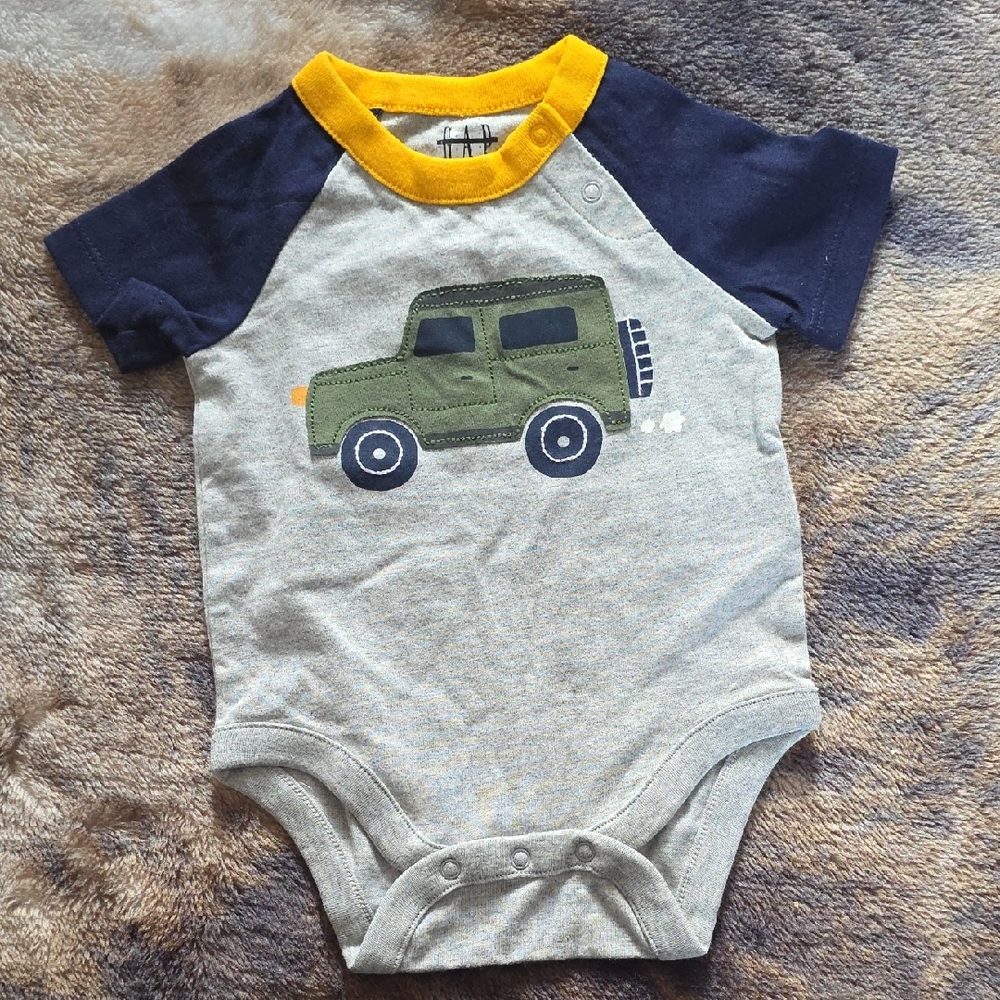 GAP Gray Onesie with Yellow Trim